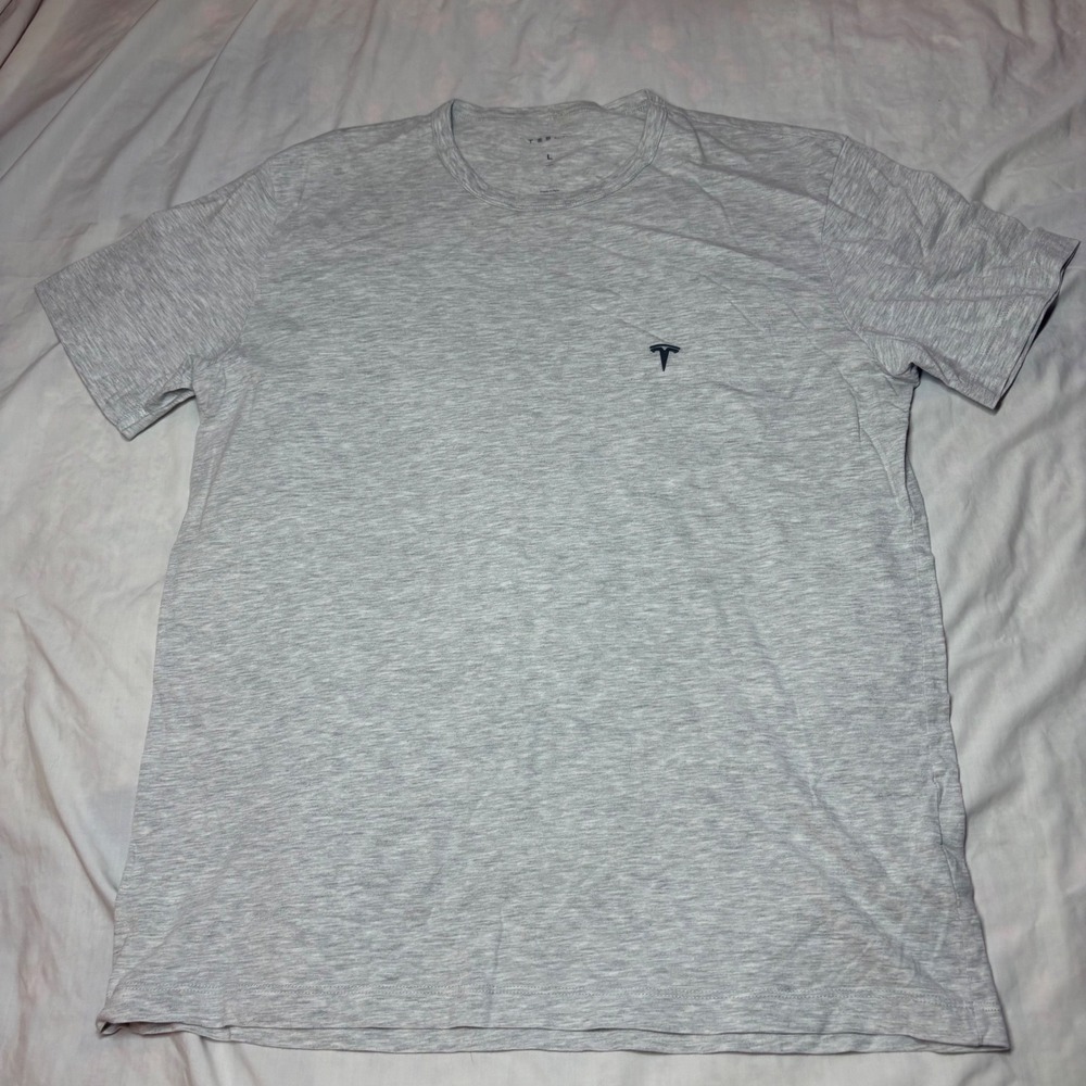 Tesla Mens Large Heather Gray Short Sleeve Embroidered Logo T-Shirt PE1020420-01